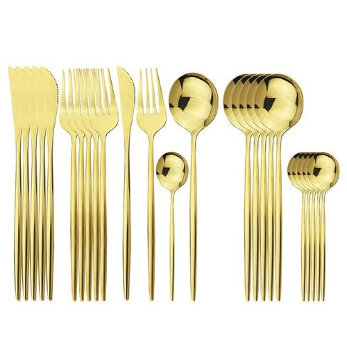 *EXCLUSIVE* Gold 24Pcs Stainless Steel Cutlery Set