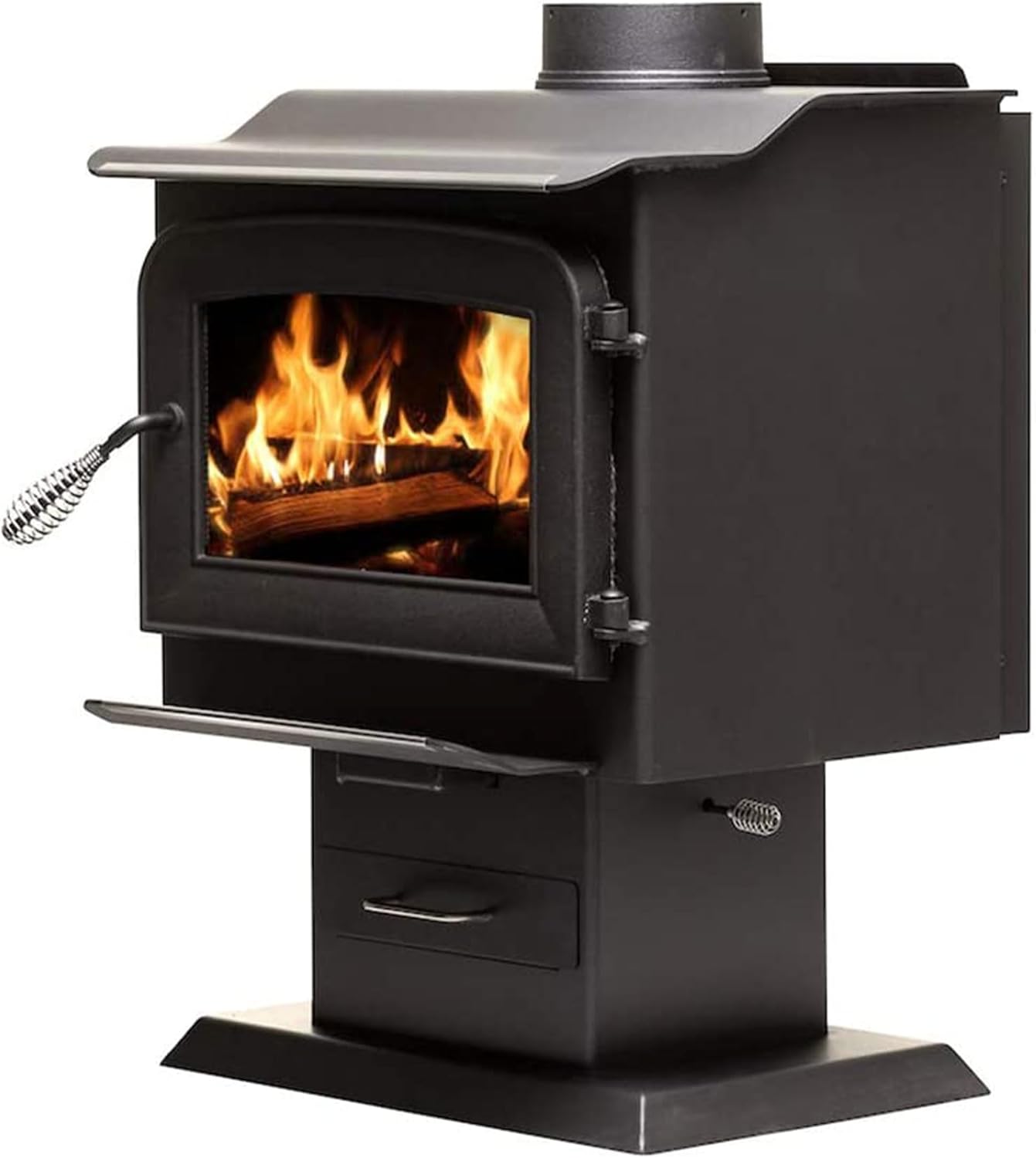 Ashley Hearth Pedestal Wood Burning Stove, Heats 1,200 Sq. Ft., EPA Certified, AW1120E-P, Black