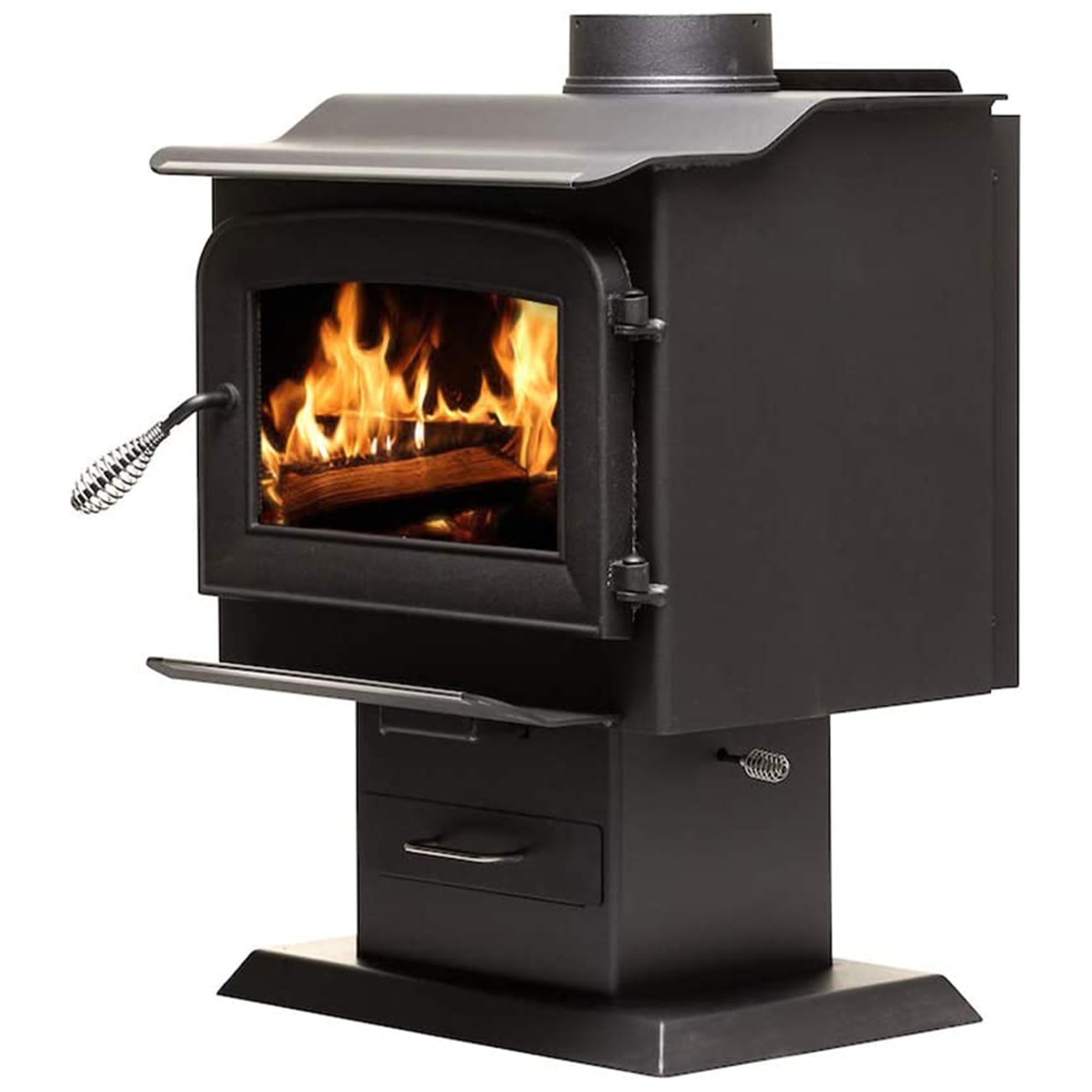 Ashley Hearth Pedestal Wood Burning Stove, Heats 1,200 Sq. Ft., EPA Certified, AW1120E-P, Black