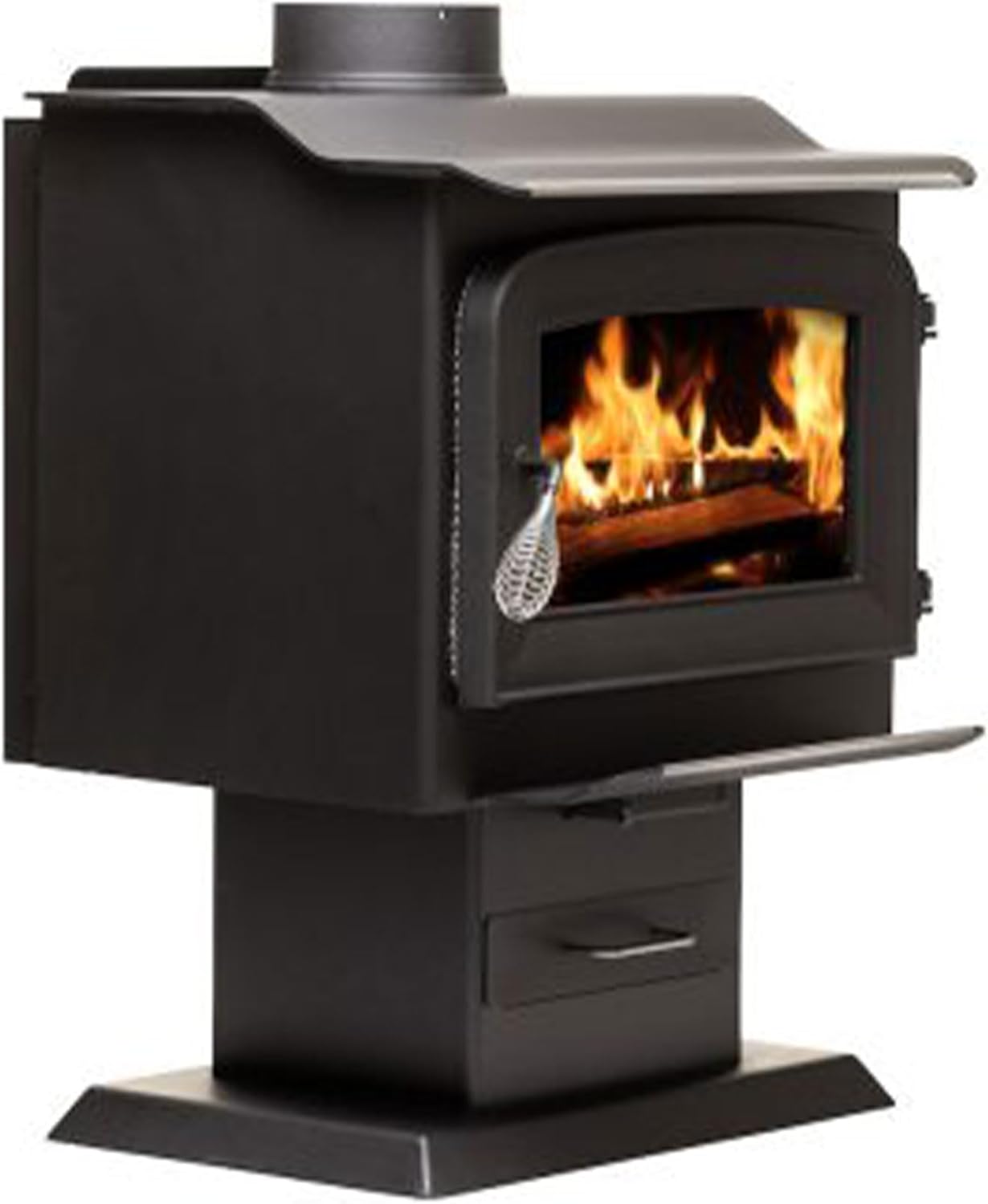 Ashley Hearth Pedestal Wood Burning Stove, Heats 1,200 Sq. Ft., EPA Certified, AW1120E-P, Black