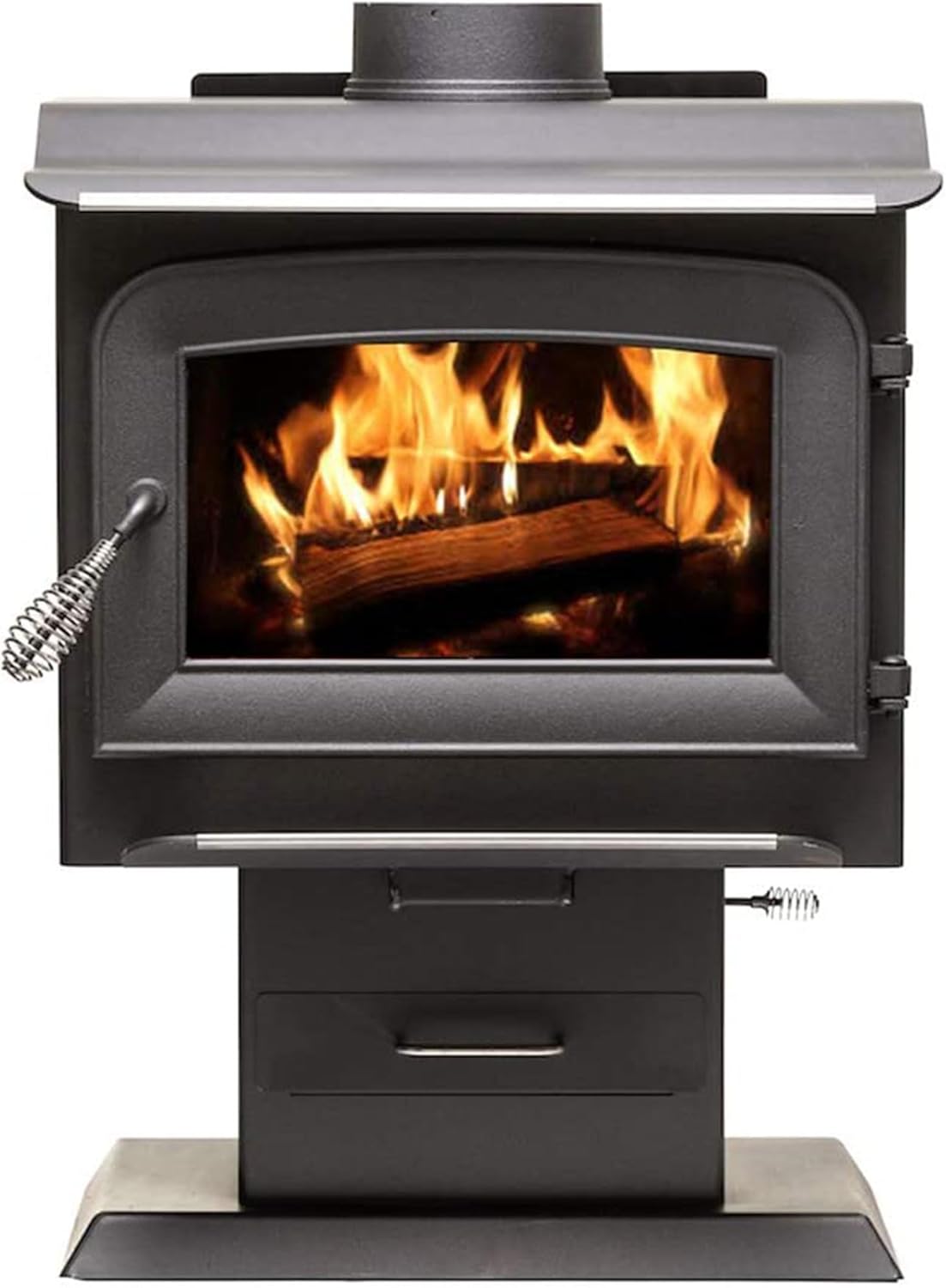 Ashley Hearth Pedestal Wood Burning Stove, Heats 1,200 Sq. Ft., EPA Certified, AW1120E-P, Black