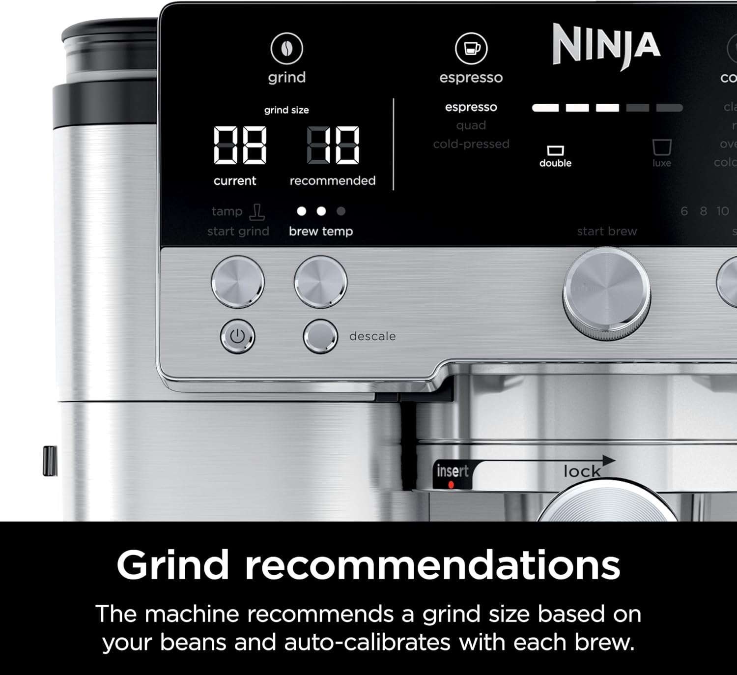 Ninja Espresso Machine, Luxe Café Premier Series, Drip Coffee Maker and Rapid Cold Brew, Integrated Grinder, Assisted Tamper, Hands-Free Frother, for Cappuccinos and Lattes, Dairy or Non-Dairy, ES601