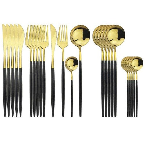 *EXCLUSIVE* Gold 24Pcs Stainless Steel Cutlery Set